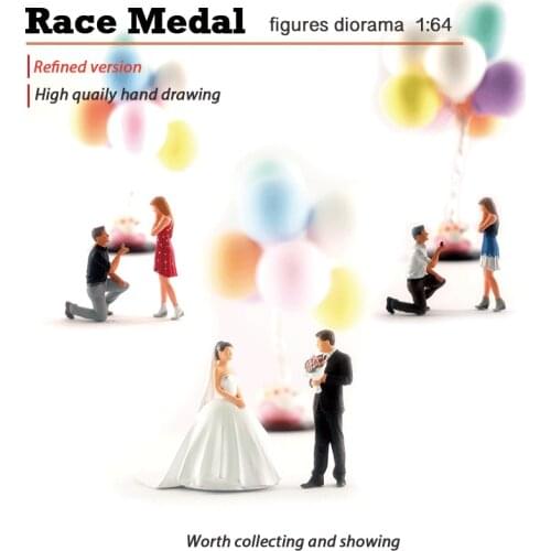Racemedal1:64 miniature action figure romantic proposal bride and groom character miniature scene shooting model static hand