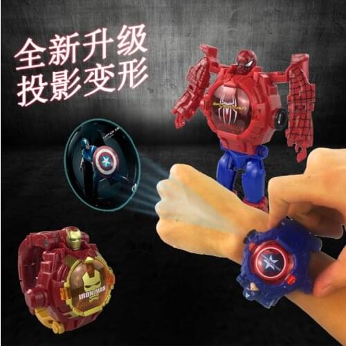 Manually Deformable Robot Watch Toy 21 Pattern Cartoon Projection Electro-Luminescent Children Turned Diamond Toys