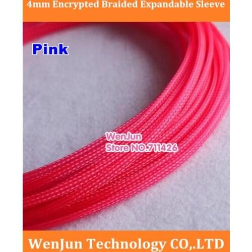 Pink Braided Expandable Sleeving Snake Skin Network 4MM Encrypted Weave network Shockproof network for DIY Power cable