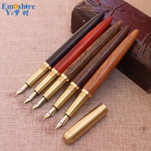Luxury Solid Wood Fountain Pen Sandalwood Fountain Pen Personalized Custom Business Gift Pen Mahogany Stationery Wholesale P563