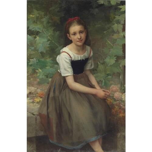 Handmade Oil painting reproduction Young Girl with Flowers by William Bouguereau