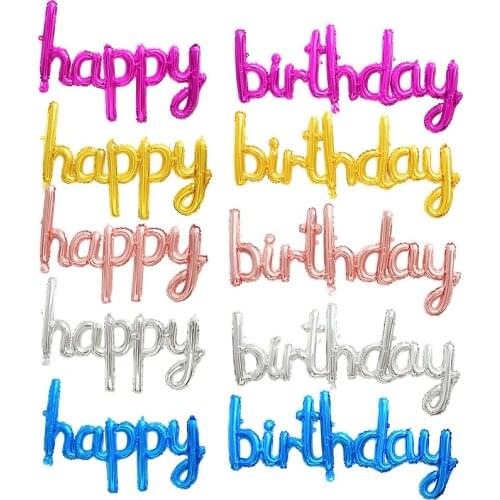 Letter Happy Birthday Foil Balloon Conjoined Rose Gold Alphabet Balloons Baby Shower Kids Adult Birthday Party Decoration Globos