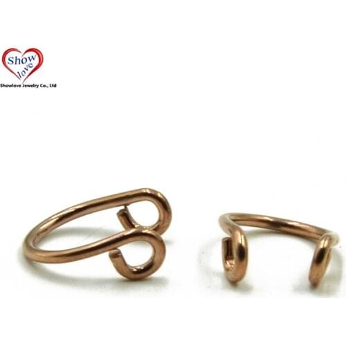 Showlove-Rose Gold Fake Septum Clicker Nose Ring Faux Piericng Nose Labret Rings