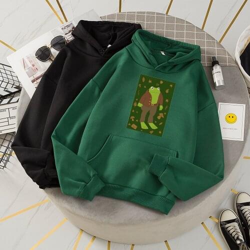 Cute Hoodies Kawaii Cartoon Frog Printing Sweatshirt Women Oversized Hoodie Womens Fleece Hooded Women Sweatshirt Light Weight