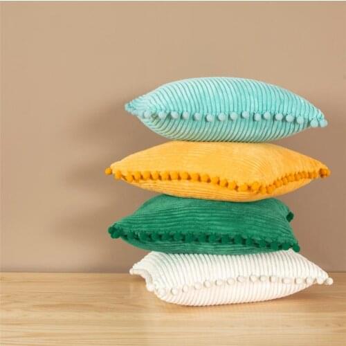 Topfinel Cushion Cover Dribble Soft Corduroy Pillow Case Pillowcase for Sofa Decorative Pillows Solid Color Lumbar Pillow