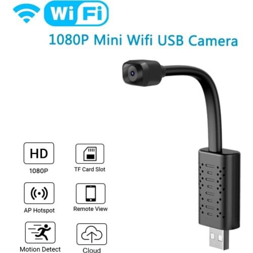 Smart Mini Wifi USB Camera 1080p HD Real-time Surveillance IP Camera Night Vision Motion Detection Camera Support 128GTF Card