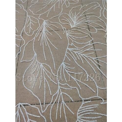 High quality french tulle lace fabric African sequins net lace JRB-72105 glitter fabric for wedding dress in white color