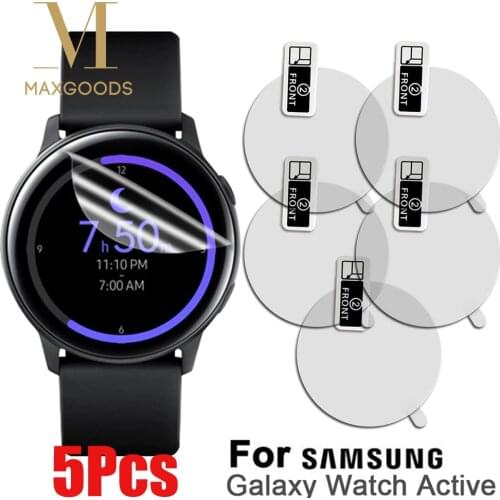 5Pcs/Pack Full Film Cover For Samsung Galaxy Watch Active SM-R500 Smart Watch Explosion-proof Screen Protector TPU Anti-Scratch