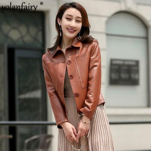 2020 Sheepskin Coat Spring Genuine Leather Jacket Women Autumn Korean Casual Real Leather Jackets Veste Cuir Femme Z91757 KJ4317