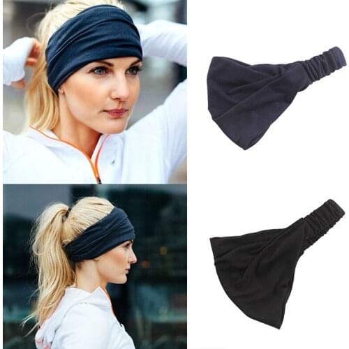Women Wide Sport Yoga Headband Stretch Hairband Solid Color Elastic Hair Bands Female Girls Running Turban Headwrap