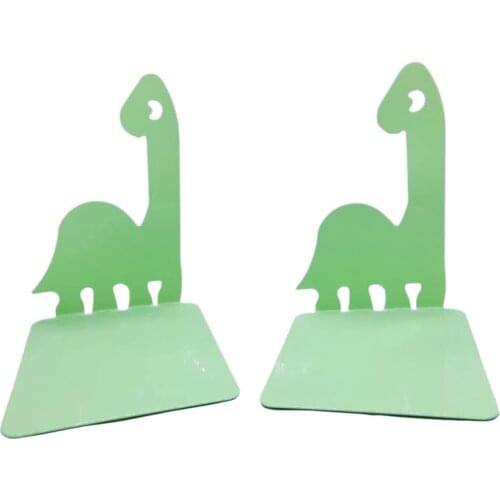 1 Pair Bookends, Cartoon Dinosaur Bookshelf, Non-Skid Metal Book Storage Box, Magazine Stand, School, Office