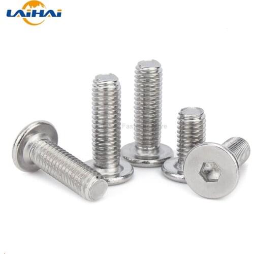 10/50pc CM M1.6 M2 M2.5 M3 M4 M5 M6 304 Stainless Steel Hex Hexagon Socket Ultra Thin Super Flat Wafer Head Allen Cap Screw Bolt