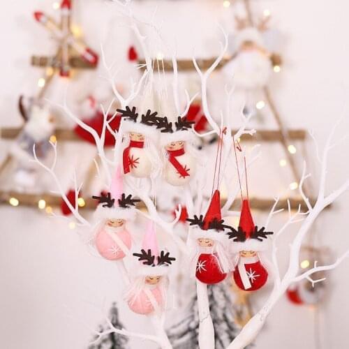 2pcs/box Cute Antlers Christmas Shyness Angel Girl Doll Toy Decoration Home Xmas New Year Decor Christmas Tree Pendants Ornament