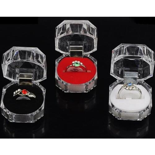 20Pcs/Set Portable Transparent Ring Boxs Crystal Acrylic Earring Display Box Wedding Jewelry Package Box Ring Organizer Storage