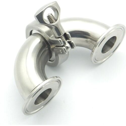 304 Stainless Steel 63mm Pipe OD Sanitary Elbow Pipe Fitting 77.5mm Feerule OD + 2.5" Tri Clamp + Silicon Gasket For Home Brew