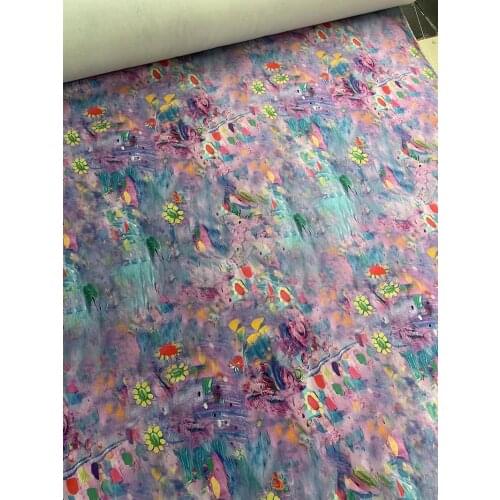 90cm/piece a2028 Digital direct spray oil painting flower print color cloth personality shirt jacket fabric