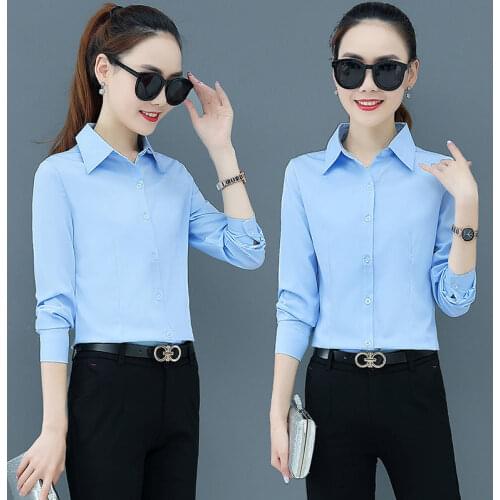 Women Blouse Spring Autumn Large Size Long Sleeve White Blue White Shirt Workwear for Women Blusas Ropa De Mujer