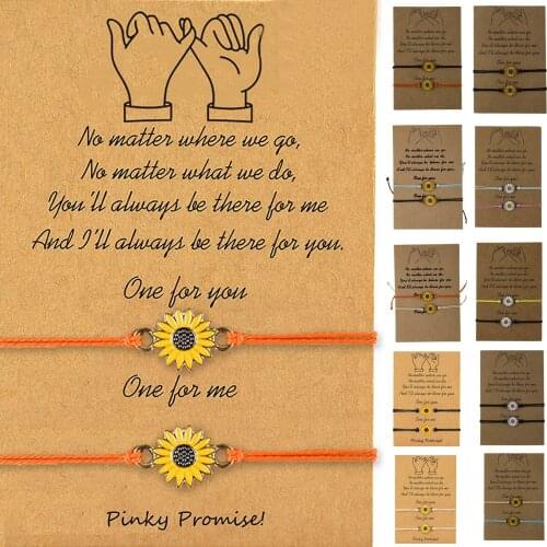 Y30 Lady Sunflower Bracelet Promise Charm Bracelets With Card Gift For Best Friend Girl Sunflower For Couple And Lover Unisex