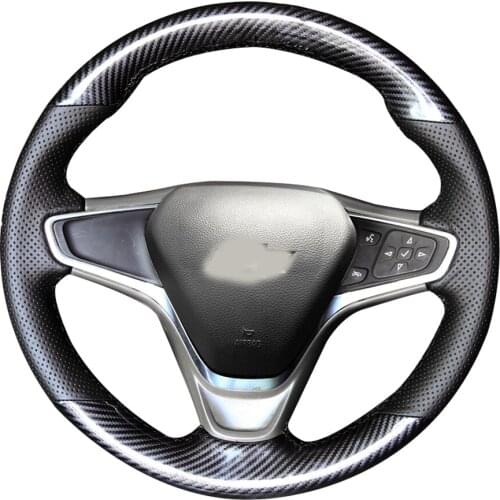 Carbon Fiber&Hole Leather Steering Wheel Hand Sewing Wrap Cover For Chevrolet Malibu XL 2016-2019 / Equinox 2017-2019