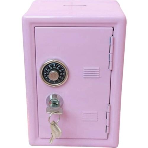 Kids Money Banks, Mini Money Box Gift Safe Case Password with Key Metal Money Box Storage Bedroom Locker Home Ornament