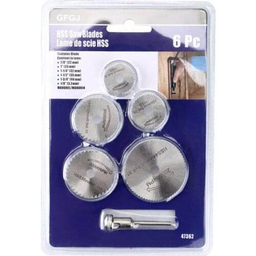 6pcs HSS Saw Disc Blades Wheel Woodworking Cutting Circular Saw Discs Blades For Drills Rotary Tools and Mandrel Accessories