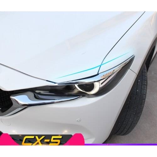 For Mazda CX-5 CX5 2017 2018 2019 Front Headlight Head Lamp Eyebrow Eyelid Cover Trim Exterior Accessories ABS Chrome Auto Trim