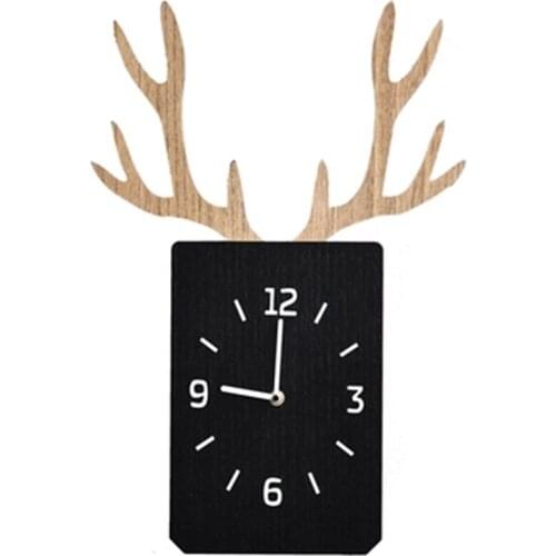 European Retro Wall Clock Vintage 12 Inch Digital Clocks Wall Home Decor Kitchen Wooden Watch Home Marij Uana Antique Antlers B2