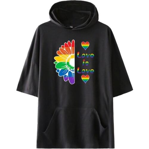 LGBT Hooded T shirt Men/Women Rainbow Flag Lesbians Gays Hoodie T-shirt Summer Short Sleeve Fashion Tshirt Top