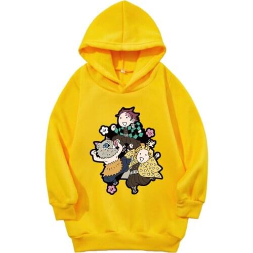 Ghost Destroy Blade Printed Cotton Hoodie Boys and Girls Spring and Autumn Wear Long-sleeved Sweatshirt Fall Clothes for Kids