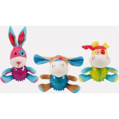 Pet Chew Toys Cartoon Cow Dog Rabbits Shape Plush TPR Doll For Dog Puppy Clean Teeth Pet Training Interactive Tool