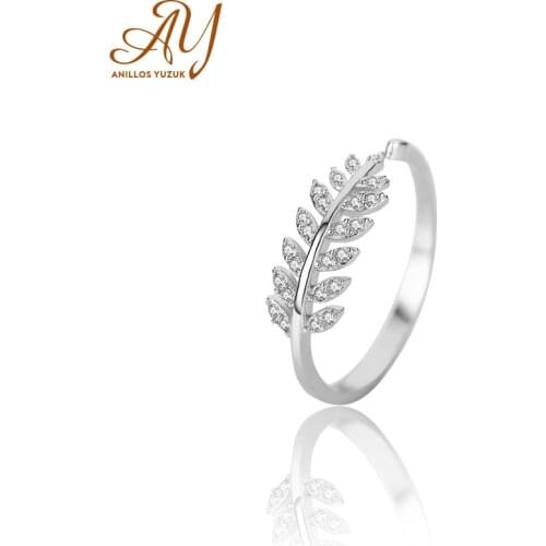 Anillos Yuzu Dazzling Sparkling Engagement Finger Leaf Rings For Women Solid Silver 925 Jewelry Wedding Statement Female