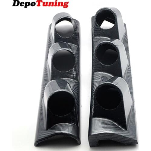 DepoTuing Carbon 2" 52mm Universal A-Pillar Triple Holes Dash Gauge Meter Pod Mount Holder for Left/Right Hand Drive