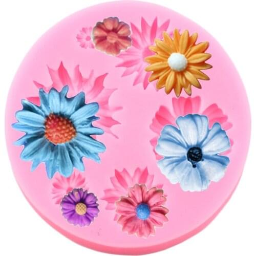 Daisy Flower Silicone Molds DIY Wedding Cupcake Topper Fondant Mold Cake Decorating Tools Candy Clay Chocolate Gumpaste Moulds