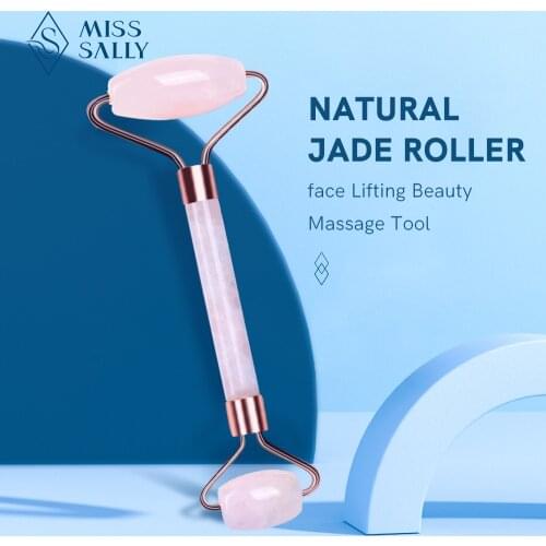 Miss Sally Massager For Face Stone Roller Rose Quartz Natural Crystal Stone Slimming Thin Chin Facial Skin Care Tool