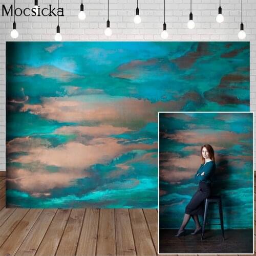 Mocsicka Blue Abstract Texture Photography Background Gradient Solid Color Backdrop Newborn Baby Child Portrait Photocall Studio