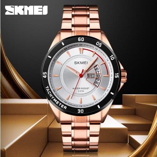 Quartz Watch Fashion Brand SKMEI Wrist Watch Luxury Stainless Steel Date Week Display Business Bracelet Mens Watches SKMEI Mens