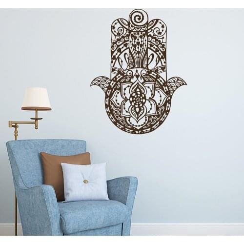Hamsa Hand Wall Sticker New Design Wall Decal For Home Decor Fatima Style Wall Mural Fatima Hand Wall Poster Vinyl Art AY1070