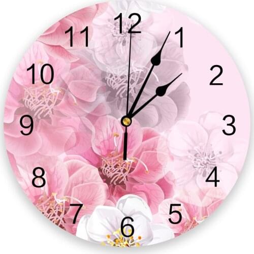 Flower Pink Clocks Wall Home Decoration Modern Kitchen Teen Room Bedroom Living Room Decor Wall Clock