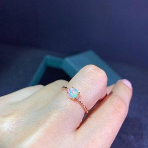 Natural Opal Rings for Women Anniversary Gift Genuine Colorful Gemstones Fine Jewelry Real 925 Sterling Silver Free Ship
