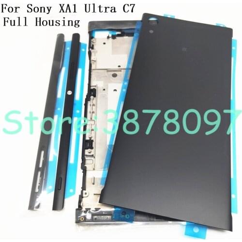 New For Sony Xperia XA1 Ultra C7 G3226 G3212 Full Housing Middle Front Frame Bezel Housing +Side Rail Stripe With Side Buttons