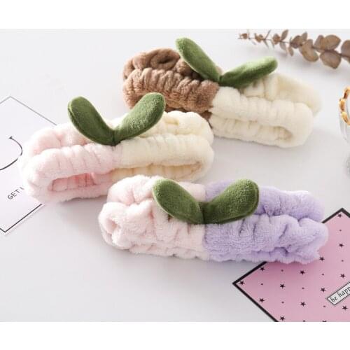 New Wash Face Coral Fleece Hairbands Girls Soft Patchwork Bow Buds Headband For Women Warm Decorate Accessories