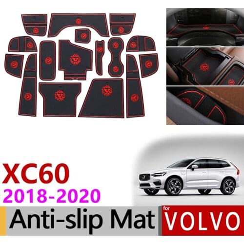 Anti-Slip Rubber Gate Slot Cup Mat for VOLVO XC60 2018 2019 2020 2nd Gen R Design R-Design Accessories Stickers T4 T5 T6 D4 D5