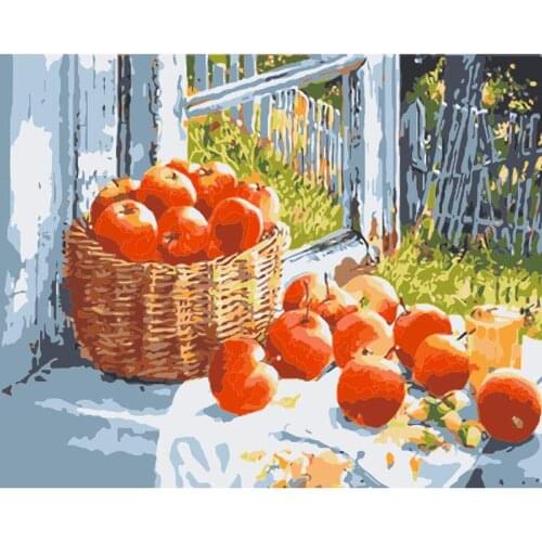 Frame DIY Painting By Numbers Kits Harvest fruit Hand Painted Oil Paint By Numbers For Home Decor Art Diy Gift