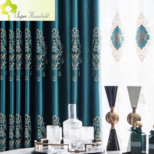 Luxury Satin Jacquard Green Curtains for Bedroom Shade Curtain Lving Room Window Treatment Sheer Embroidery Drapes