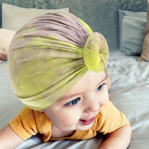 New Tie-dye Toddler Kids Baby Girl Boy Turban Cotton Beanie Hat Cap Knot Solid Soft Hospital Caps Baby Accessories For Newborn