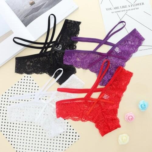CP047 10pcs/lot Sexy Women Panties G Strings Ladies Underwear Lace Hollow Out Transparent Briefs Seamless Lingerie Tanga