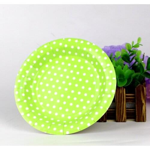 High quality 10 pcs/Lot Diameter 18CM Candy Color Wedding Disposable Paper Plate for Birthday Party Tableware Supplies