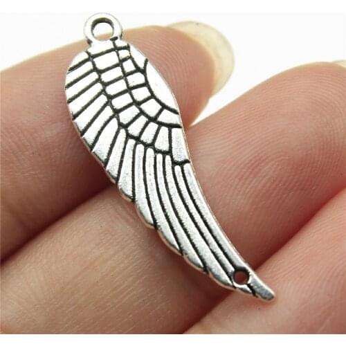 WYSIWYG 10pcs 30x9mm Wing Pendants Antique Silver Color For Making Jewelry Wing Charms Wing Pendants Charms