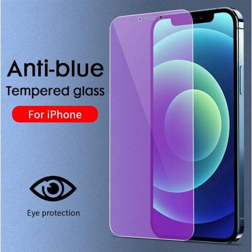Anti Blue Tempered Glass for IPhone 12 11 Pro Max Mini XS X XR 8 7 6 6s Plus SE 2020 Screen Protector Film