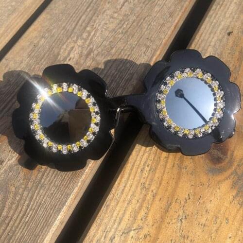 ZAOLIHU Dimaond Bling Kids Sunglasses Mirror Lens Sun Glasses UV400 Round Crystal Eyewear 3-9 Years Eyeglasses Flower Shades